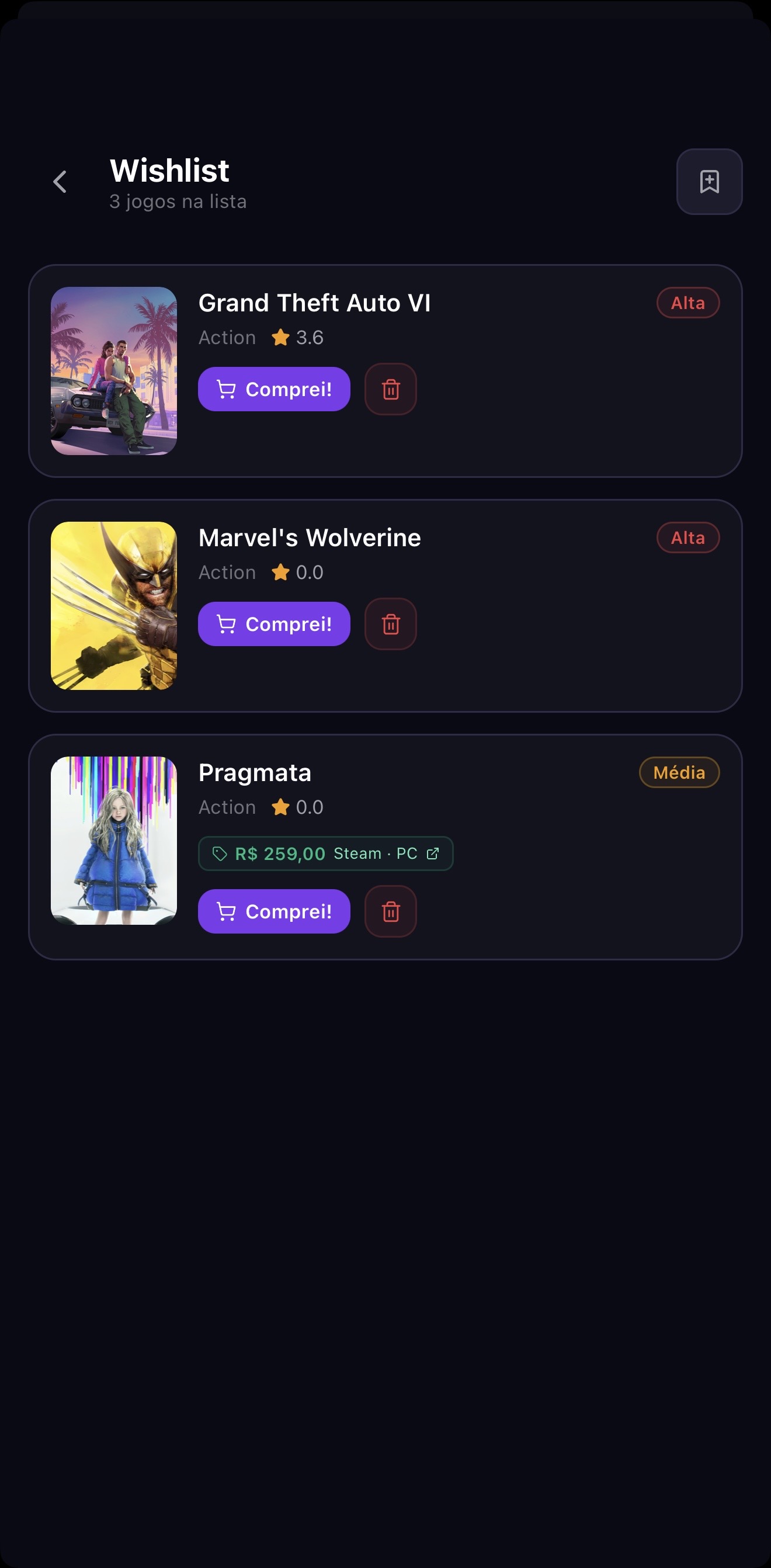 Wishlist mobile